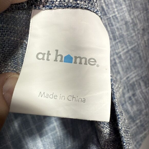 At Home Blue Textured Linen Look Curtain Panels 84”x37” Tab Top Set of 2 - Picture 2 of 12